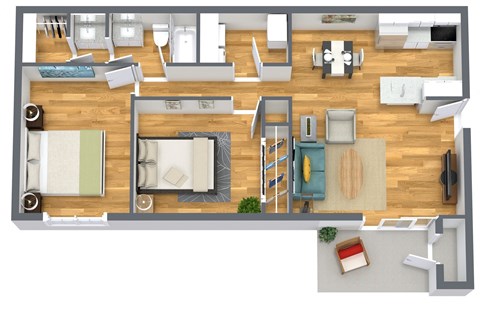 a floor plan of a house with a wooden floor